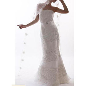 Custom Made Noble Free Shipping Mermaid Lace Strapless Sleeveless Wedding Dresses For Bride