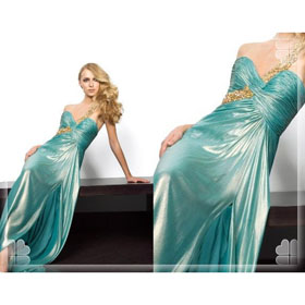 V-neck Tea-Length Bridesmaid Dresses Strapless