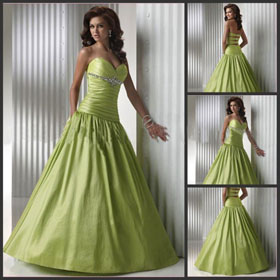 Lace Up Unique Green Color Ball Gown Floor Length Prom Dress