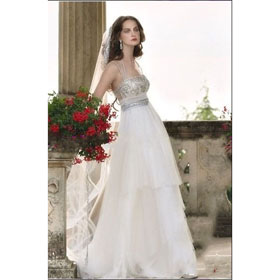 New Style A-line Halter Appliqued Lace Lace-up Wedding Dress