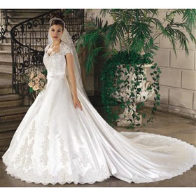 Watteau Train Mini Short Sleeve Ball Gown Prom Dress
