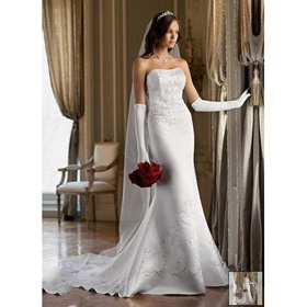 2011 Hot Sell Noble Free Shipping Mermaid Satin Strapless Sleeveless Chapel Train Wedding Dresses For Bride
