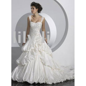 Taffeta A-Line Ruched Spaghetti Straps Mermaid Wedding Dresses