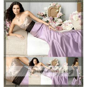 2011 Custom Made Bridesmaid Dress Mermaid Taffeta Strapless Sash Butterfly Tie Back Wedding Party Dress Evening Dress -JH5823