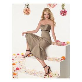 Tea-length Strapless Halter Sashes / Ribbons Draped Wedding Dresses