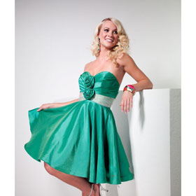 Taffeta & Halter Green Ankle-length Homecoming Dresses