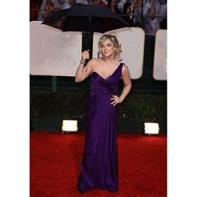 One Shoulder Purple Floor-length Celebrity Dresses