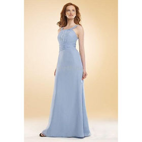 A-Line Halter Style Chiffon Floor-Length Wedding Dresses