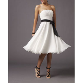Elegant White Color Mini Cocktail Style Knee Length Prom Dress