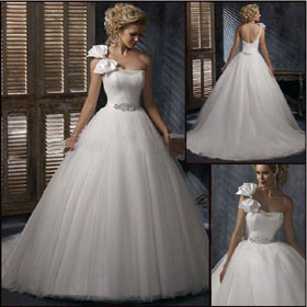 Gorgeous Ruffle A Line Princess Wedding Dress AN0318