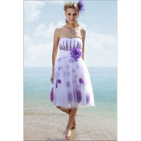 Hot White Purple Flowers | Bridesmaid Wedding | Shows Little Party Dress, Free Postage Discount Sale