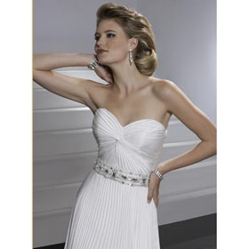 Unique White Sweatheart Gown with Crystal Chiffon Sweep Train Wedding Dresses