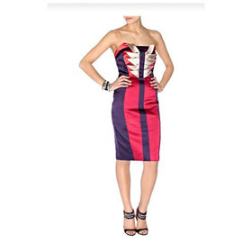 Signature Stretch Satin Backless Style Knee Length Evening Dress