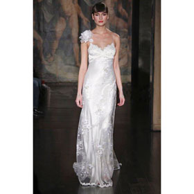 Tea-Length A-Line Applique Sleeveless Spaghetti Zipper Up Empire Wedding Dresses