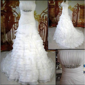 Unique Design Organza Bridal Gown JJ2117