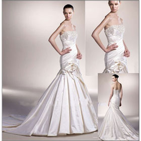 High Quality Taffeta Mermaid Beaded Wedding Dress 2011