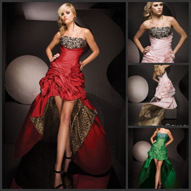 Leopard Grain Lining Beaded Neckline Floor Length Prom Dress