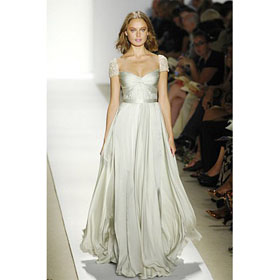 Ivory Short Sleeve Chiffon & Satin Evening Dresses