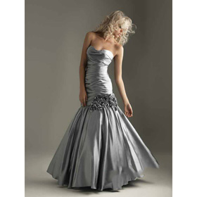 Lady's Night Moves Mermaid Flair Taffeta with Flowers Prom Dress