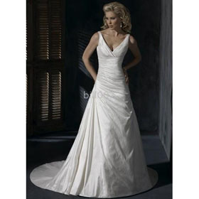 White Court Train V-neck & Halter Luxury Wedding Dresses