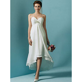 Spaghetti Straps Halter Dropped Tiered Ankle-length Wedding Dresses