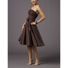 Unique Brown Color Cocktail Style Knee Length Prom Dress