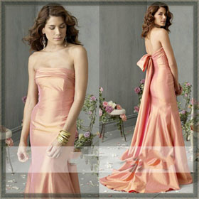 2011 Custom Made Bridesmaid Dress Mermaid Taffeta Strapless Backless Butterfly Tie Back Wedding Party Dress Evening Dress-JH5820