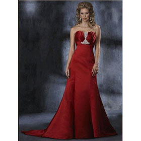 Euro Style Unique Red Strapless Floor Length Sweep Train Wedding Dresses
