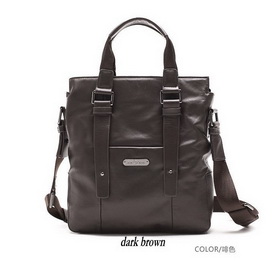Man's Leisure Genuine Leather Zipper Pocket Brown and Black Shoulder Bag