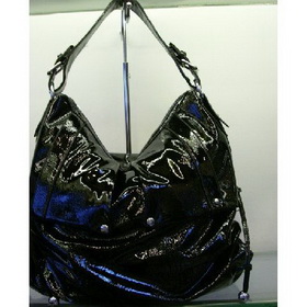 OL Fashion Black Zipper Shining Leather Messenger Bags
