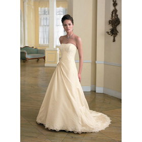 Custom Made Taffeta Off Shoulder Cascading Ruffle Floor Length Wedding Dresses