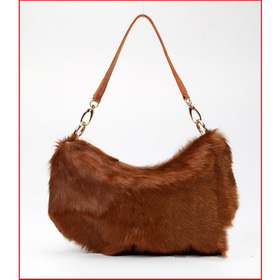 Fur Leather Apperance Shoulder Style Lady's Classic Cross-Body Bags