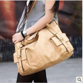 Apricot With Buttons Office Lady Shoulder Bag