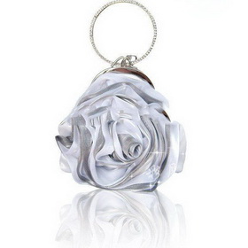Mini Rose Flower Satin Style Noble Slivery Color Evening Bags