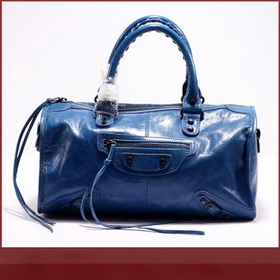 Cowhide Leather Tassel Rivet Turkey Blue Cross-Body Bags