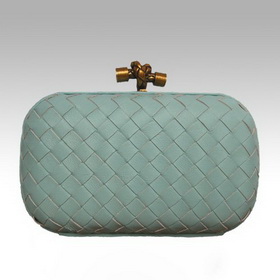 Pale Blue Color Woven Style Lady's Leather Evening Bags