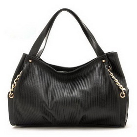 Promotional Lady's City Elegant Genuine Leather Black Zipper Shoulder Bag