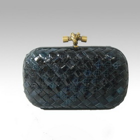 Snakeskin Pattern Black & Blue Color Lady's Woven Evening Bags