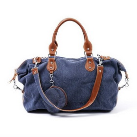 Blue Rectangle Fashionable Canvas Adjustable and Removeable Tote Dual Function Bags