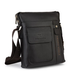 Fashion Men's Business Genuine Leather Smooth Handfeel Easy Push-button Shoulder Bag
