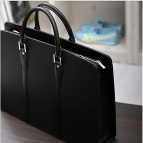 Men's Fashion Genuine Leather Business Computer Black Shoulder Bags