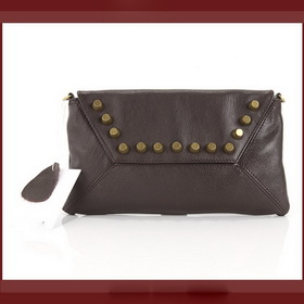 Genuine Cowskin Leather Lady's Elegant Coffee Color Cross-Body Bags