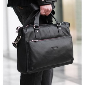New Male Fashion Soft-skinned Genuine Leather Black Shoulder Bag