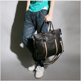 Coffee Leather Men's Business Shoulder Bags