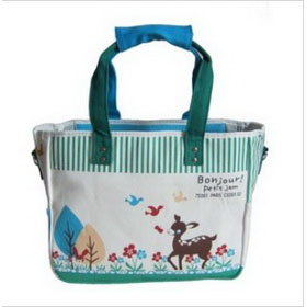 Green Canvas Cartoon Images On Shoulder Bags