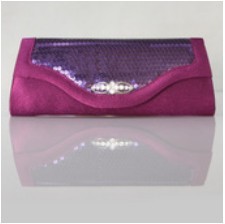 Beading Clutch Purple Shining Lady's Satin Evening Bags