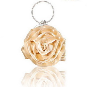 Satin and Organza Rose Flower Clutch Style Evening Bags