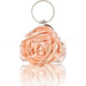 Unique Champagne Color Rose Flower Clutch Satin Style Evening Bags