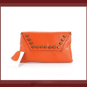 Unique Orange Genuine Cowskin Leather Rivets Covered Cross-Body Bags