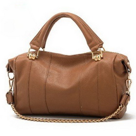 Women's Fashion Top Genuine Leather Black Color Zipper Tote Dual Function Bags